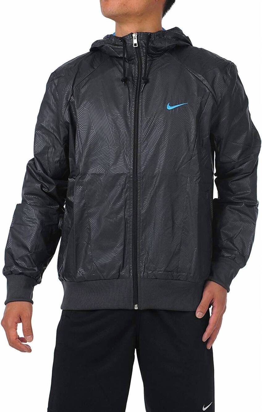 NEW NIKE embossed sprint jacket in black/blue